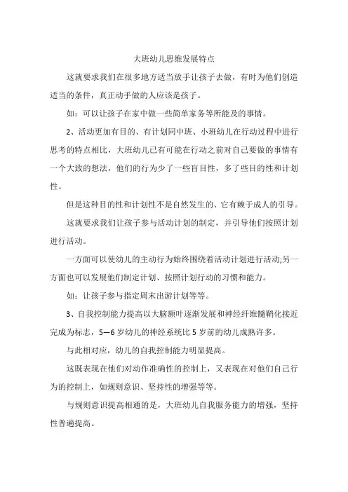 大班幼儿思维发展特点