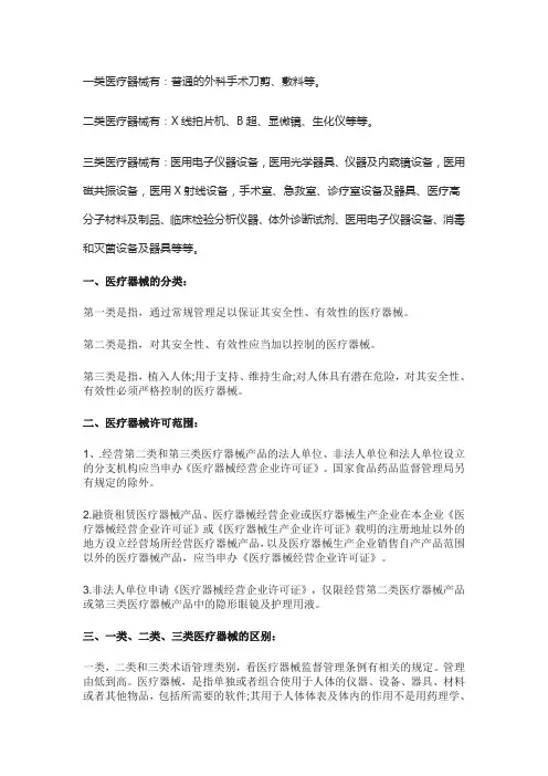 一、二、三类医疗器械