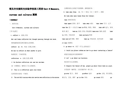 高三英语Unit 6 Manners customs and cultures