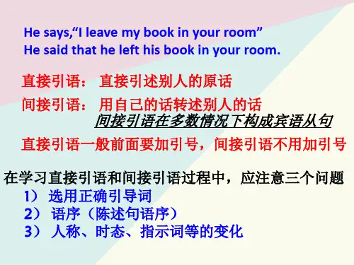 直接引语和间接引语优秀课件