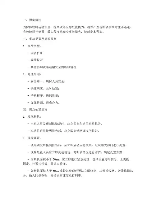 铁路发现断轨事故应急预案