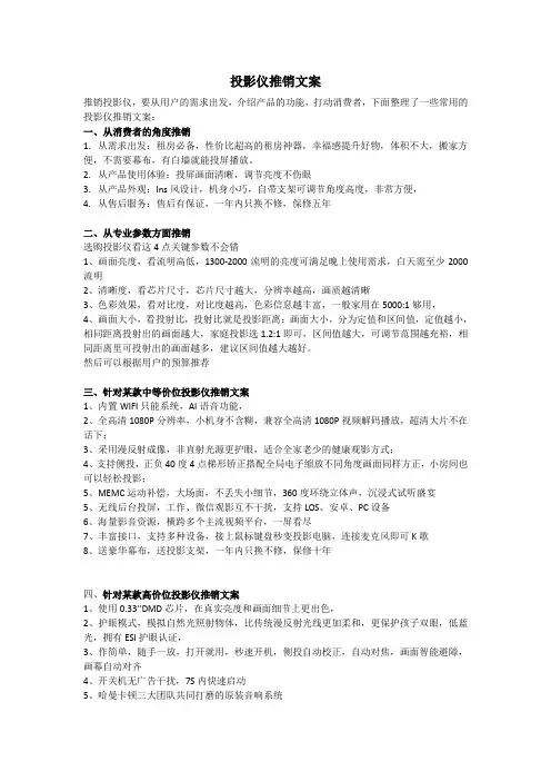 投影仪推销文案