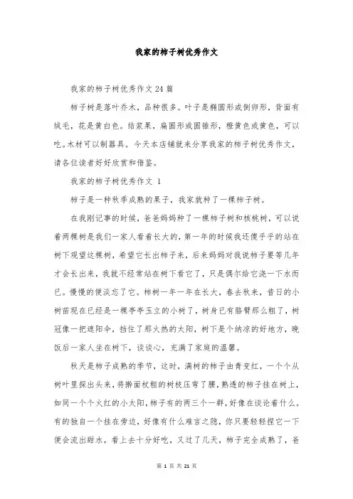 我家的柿子树优秀作文
