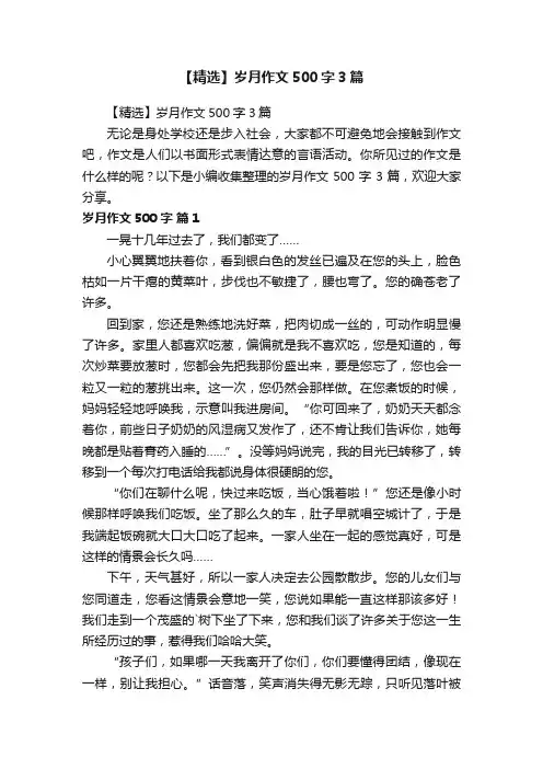 【精选】岁月作文500字3篇