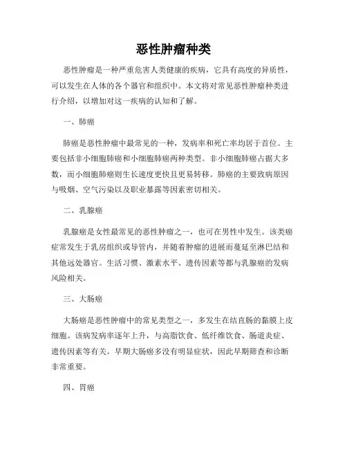 恶性肿瘤种类