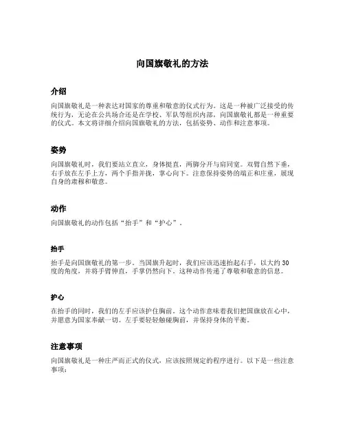 向国旗敬礼的方法
