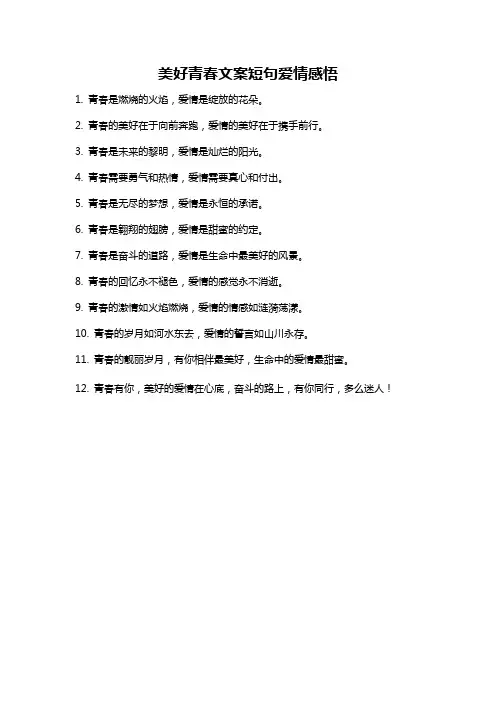 美好青春文案短句爱情感悟