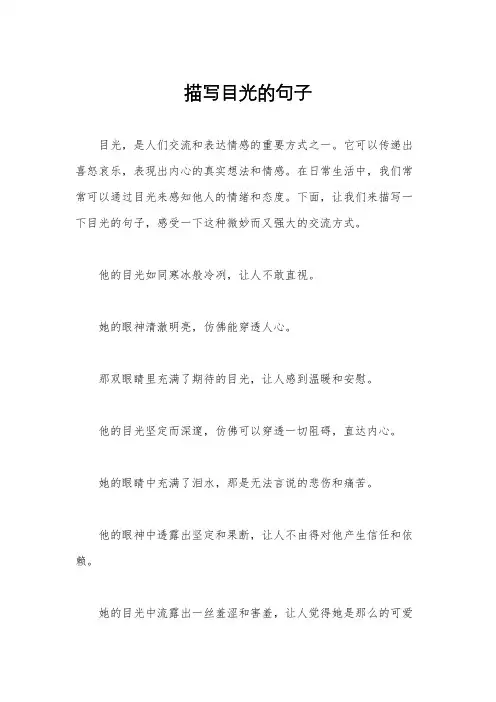 描写目光的句子