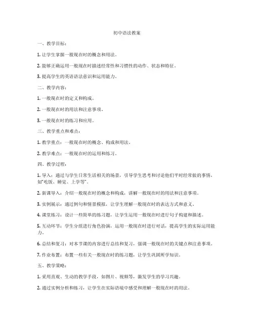 初中语法教案