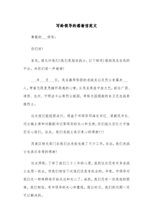 写给领导的感谢信范文（5篇）
