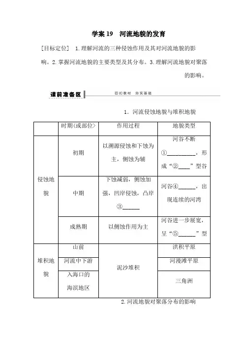高考地理一轮复习教案：19 河流地貌的发育