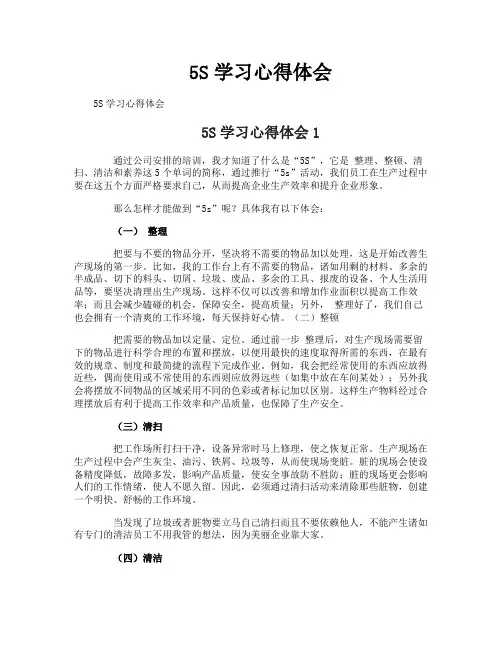 5S学习心得体会
