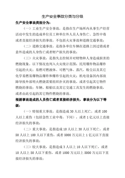 生产安全事故事件分类与分级