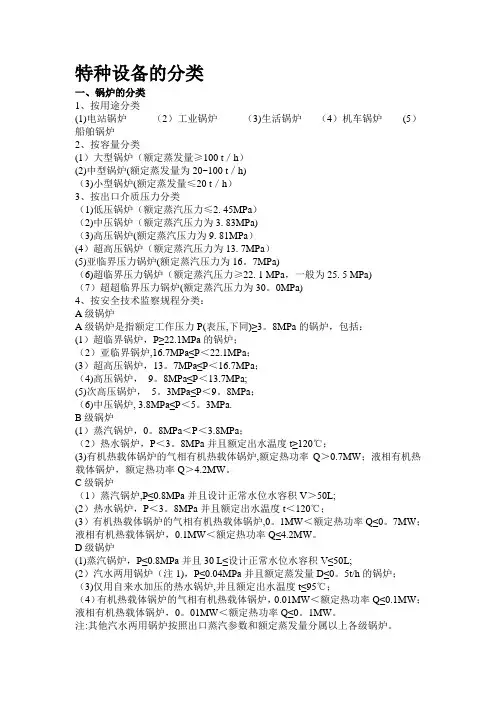特种设备分类(细分)