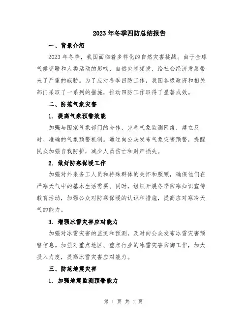 2023年冬季四防总结报告