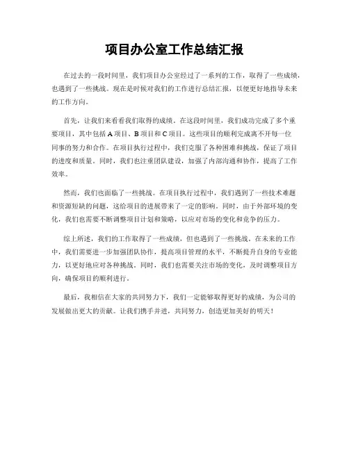 项目办公室工作总结汇报