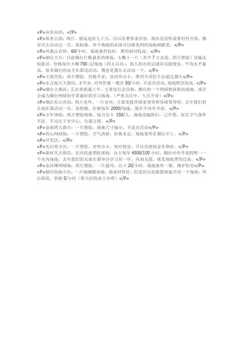烟台网球场分布