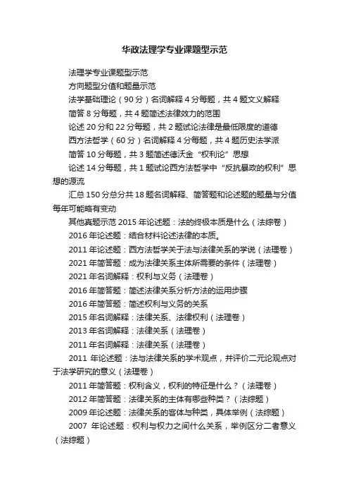 华政法理学专业课题型示范