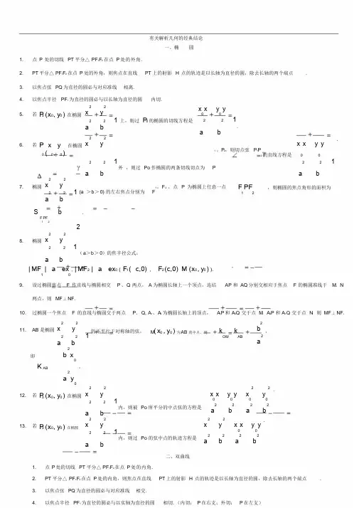 解析几何的经典结论