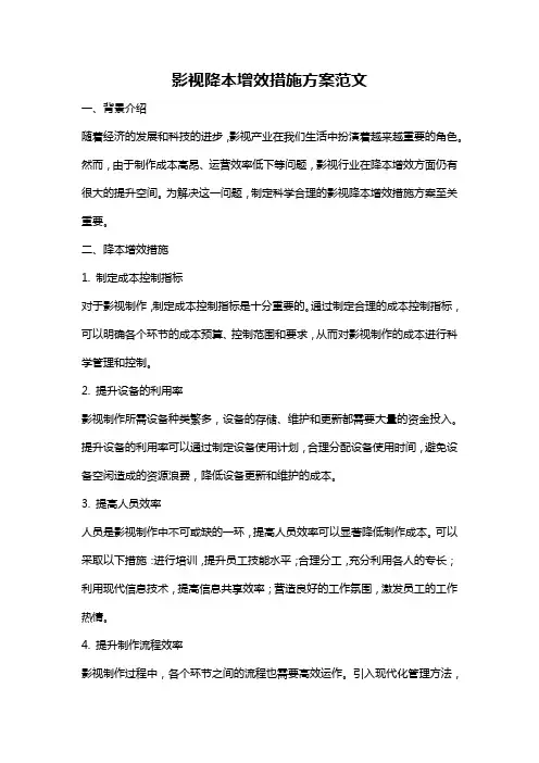 影视降本增效措施方案范文