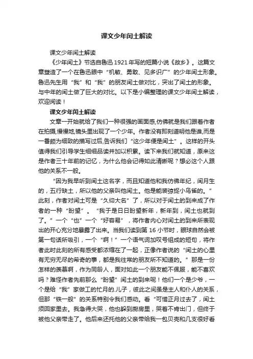 课文少年闰土解读