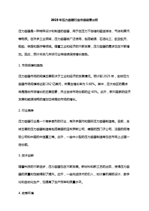 2023年压力容器行业市场前景分析