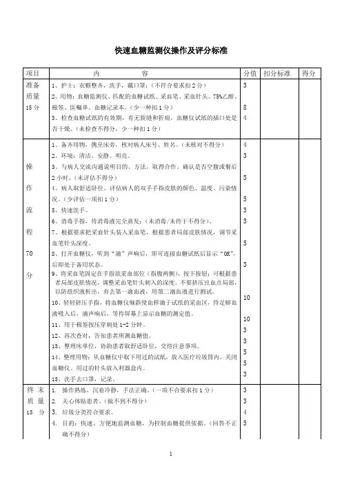 血糖监测评分标准
