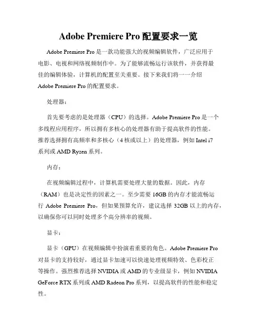 Adobe Premiere Pro配置要求一览