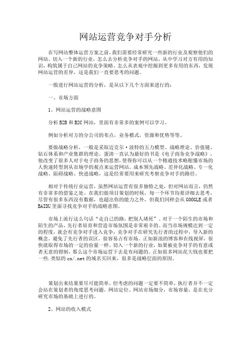 网站运营竞争对手分析