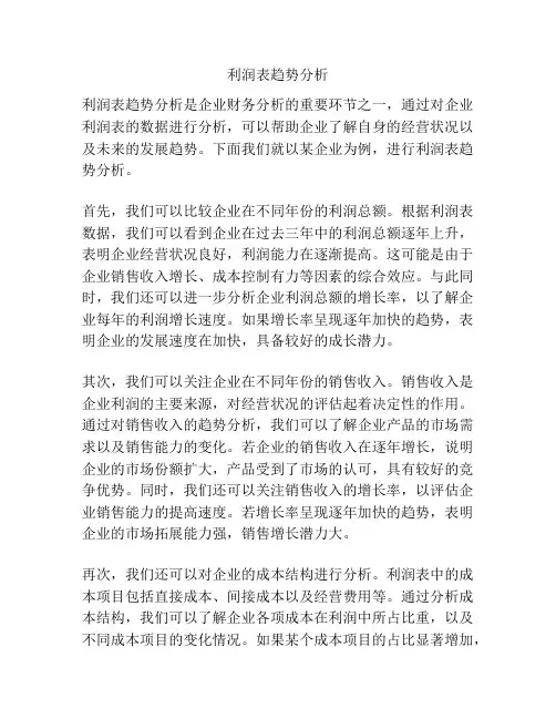 利润表趋势分析