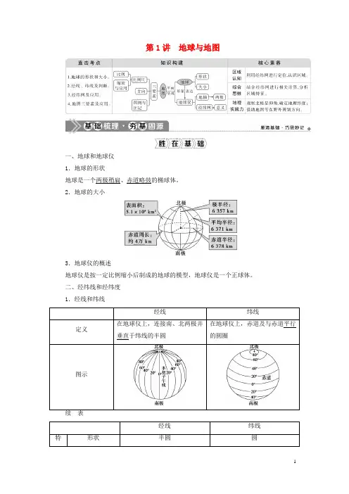 2021届新高考选考地理一轮复习第一章地理基础第1讲地球与地图教学案