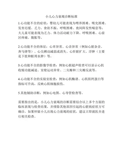 小儿心力衰竭诊断标准