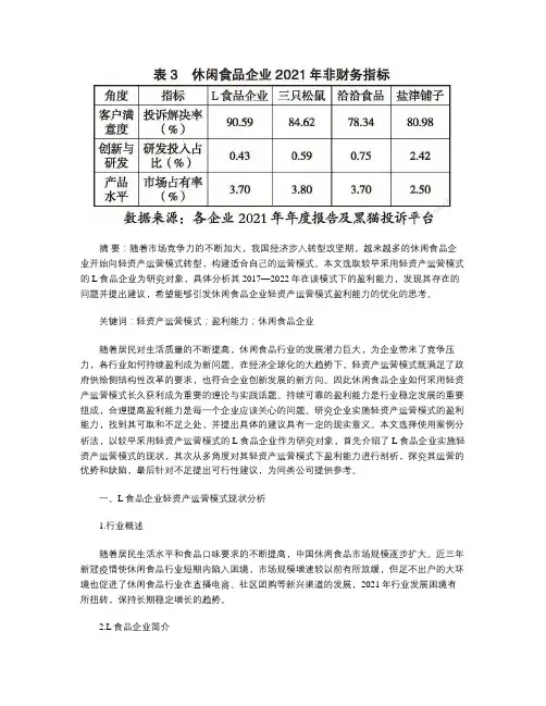 轻资产运营模式下企业盈利能力研究