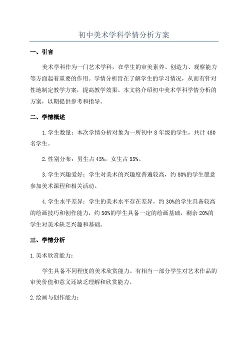 初中美术学科学情分析方案
