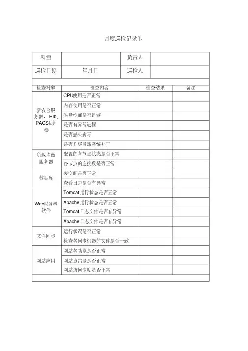 日常运维记录表