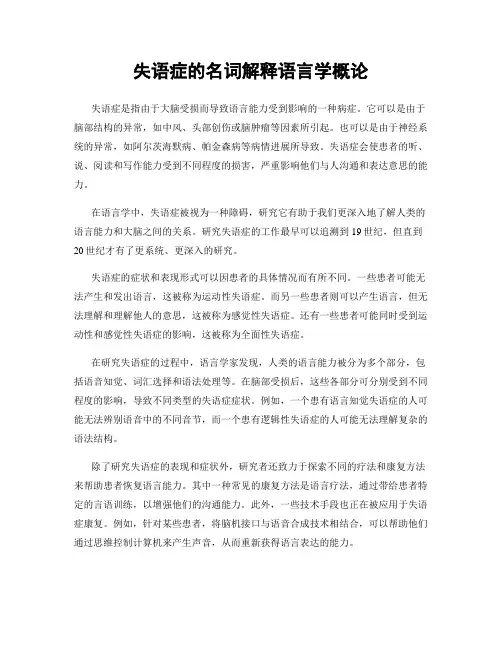 失语症的名词解释语言学概论