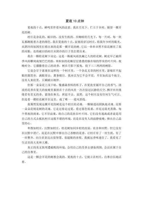 九年级学生“夏夜”主题作文 (5)