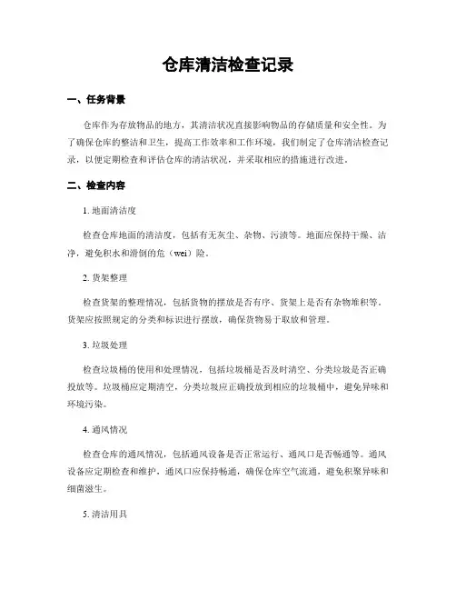 仓库清洁检查记录