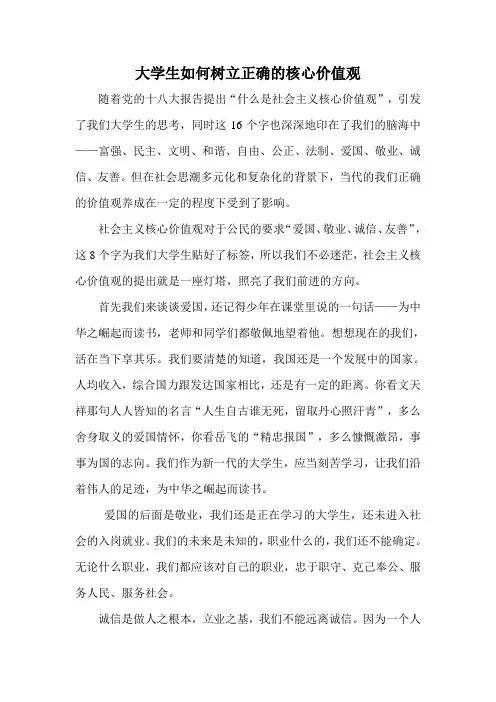 大学生如何树立正确的核心价值观