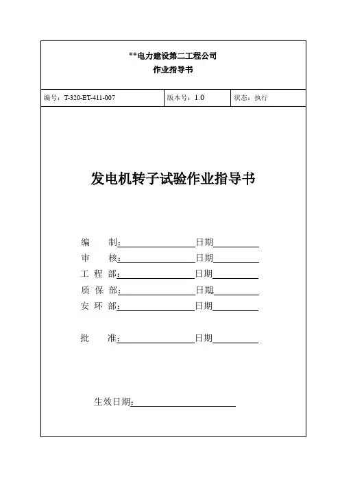 发电机转子试验作业指导书