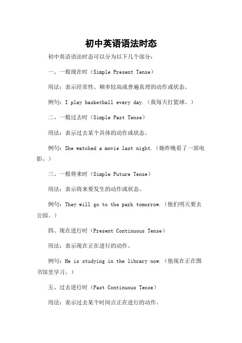 初中英语语法时态