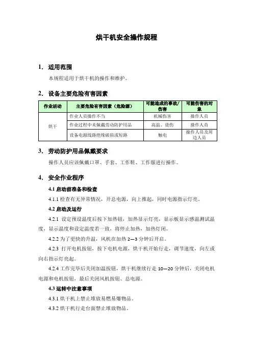 (6)烘干机安全操作规程