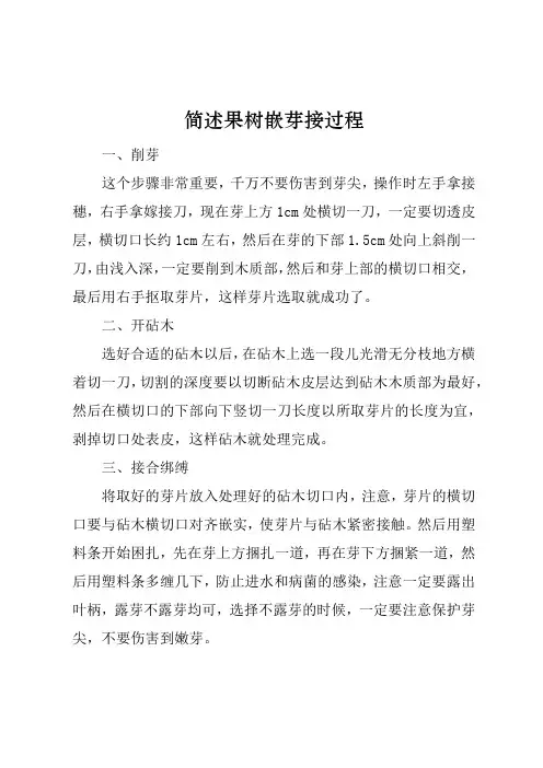 简述果树嵌芽接过程