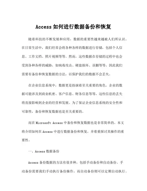 Access如何进行数据备份和恢复