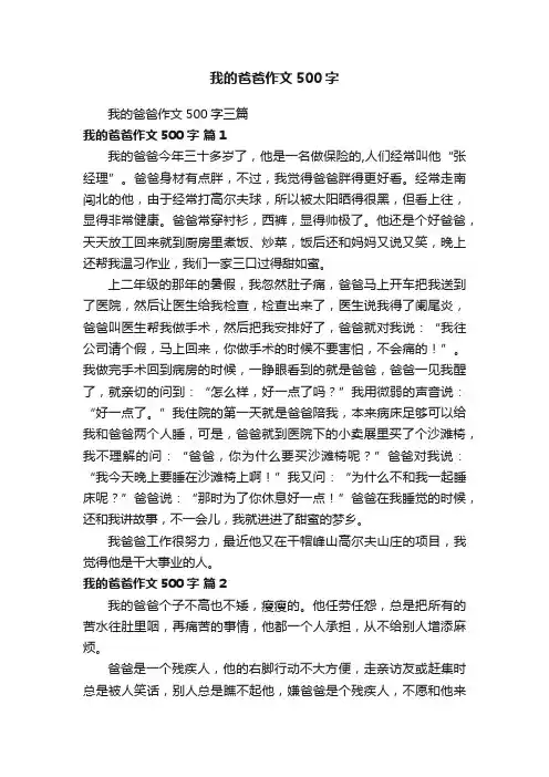 我的爸爸作文500字三篇