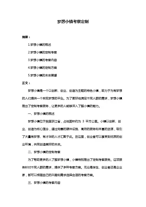 梦想小镇考察定制