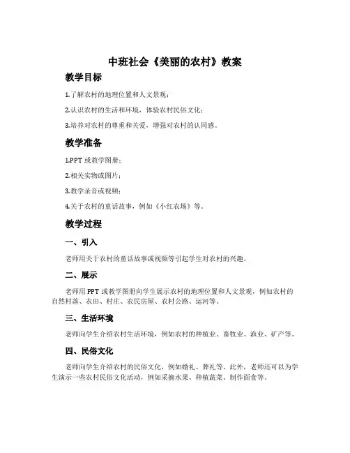 中班社会《美丽的农村》教案