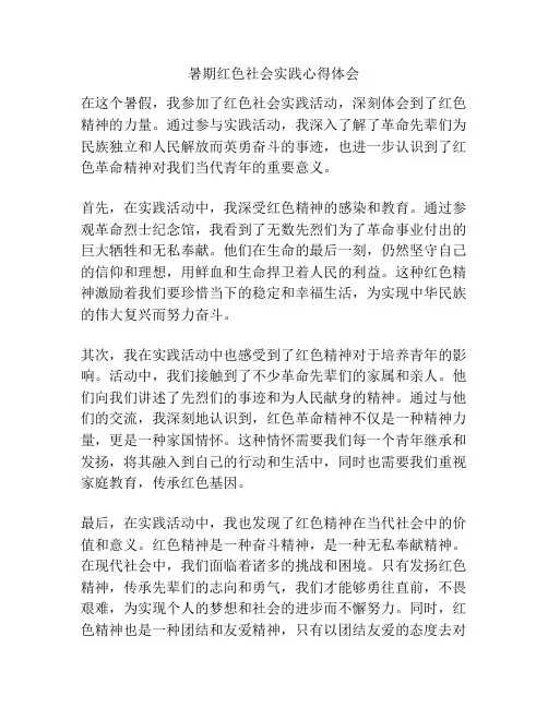 暑期红色社会实践心得体会
