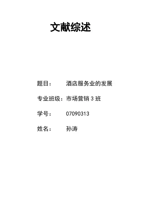 酒店服务业文献综述