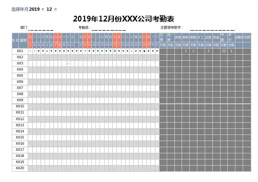 考勤报表(含排班表自动计算公式)